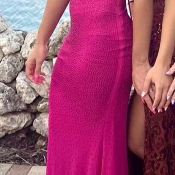 Formal Glitter Lace-up Mermaid Long Dress - Picture 1 of 8